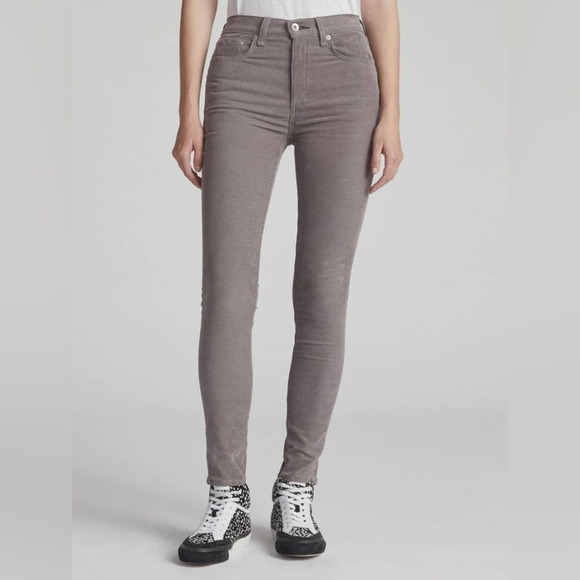 Rag & Bone — High Rise Nickle Grey Corduroy Pants - Picture 1 of 5